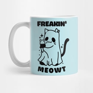 Funny and Cute Halloween Ghost Freakin' Meowt Mug